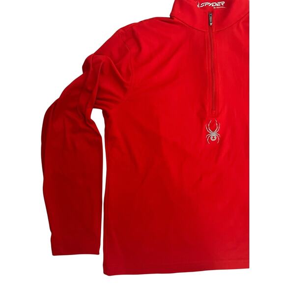 Spyder Mens Quarter Zip Short Jumper Medium Solid Red Pullover Long Sleeve - Picture 5 of 9